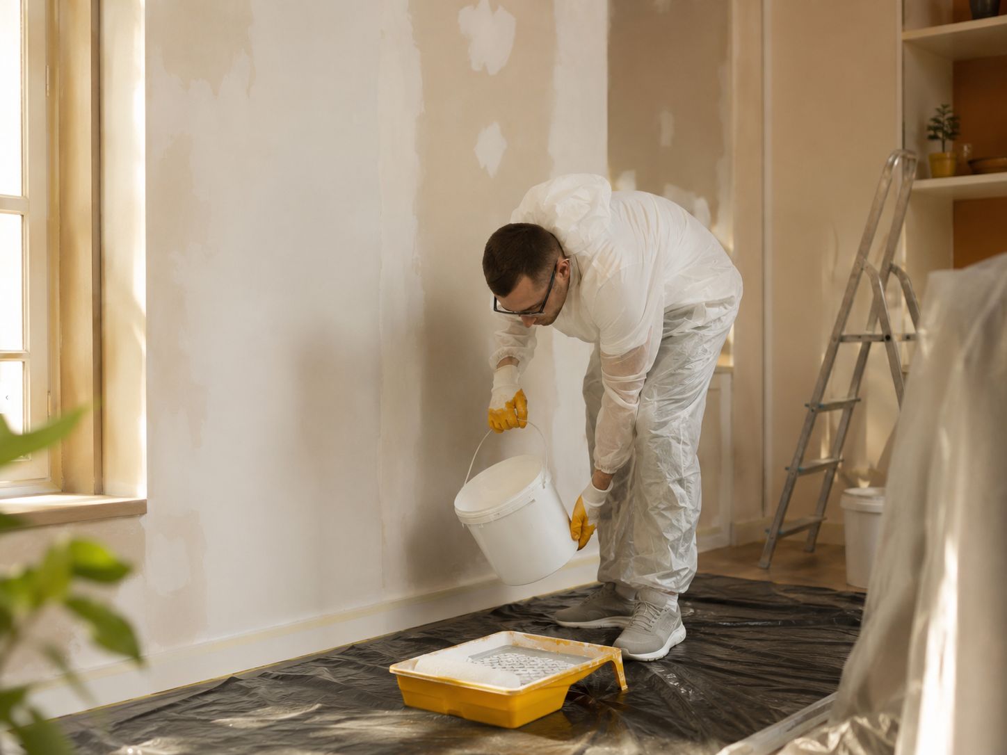 Preparación profesional de paredes antes de pintar